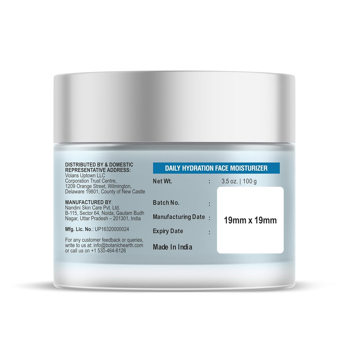 Botanic Hearth Daily Hydration Moisturizer, 100g, with Hyaluronic Acid & Green Tea Extract for Dry Skin, All Skin Types.