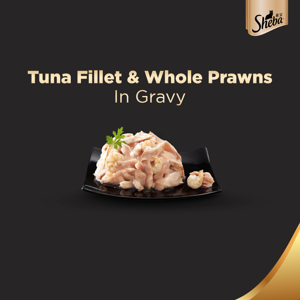 Sheba Tuna Fillet  Whole Prawns in Gravy Premium Cat Wet Food