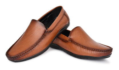 Seamless Moccasin for Men with Double Stitch Pattern  Tan