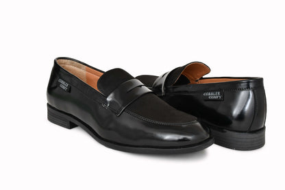 Shiny Slip-on for Men with Suede Upper  Black