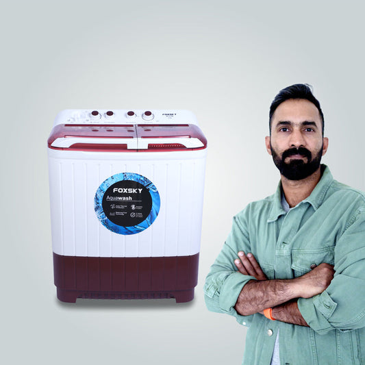 Foxsky 9.5 kg Semi-Automatic Top Load Washing Machine With Magic Filter Aqua Wash MAROON