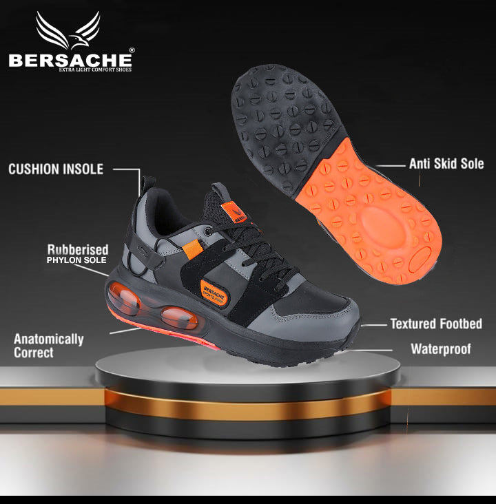 Bersache Casual Shoe With High Quality Sole Black    -   9046