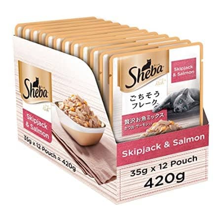 Sheba Skipjack Salmon Fish Mix and Fish with Dry Bonito Flake Cat Wet Food Combo