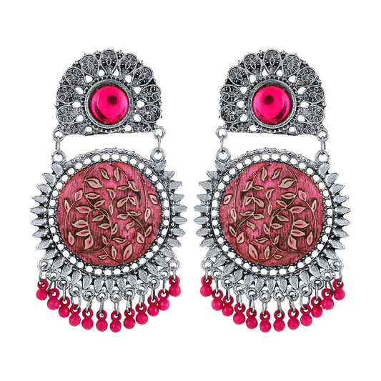 Yellow Chimes Latest Designer Crafted Silver Oxidized Traditional Chandbali Earrings for Women and Girls
