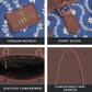 THE CLOWNFISH Aviva Printed Handicraft Fabric Handbag for Women Office Bag Ladies Shoulder Bag Tote for Women College Girls Royal Blue
