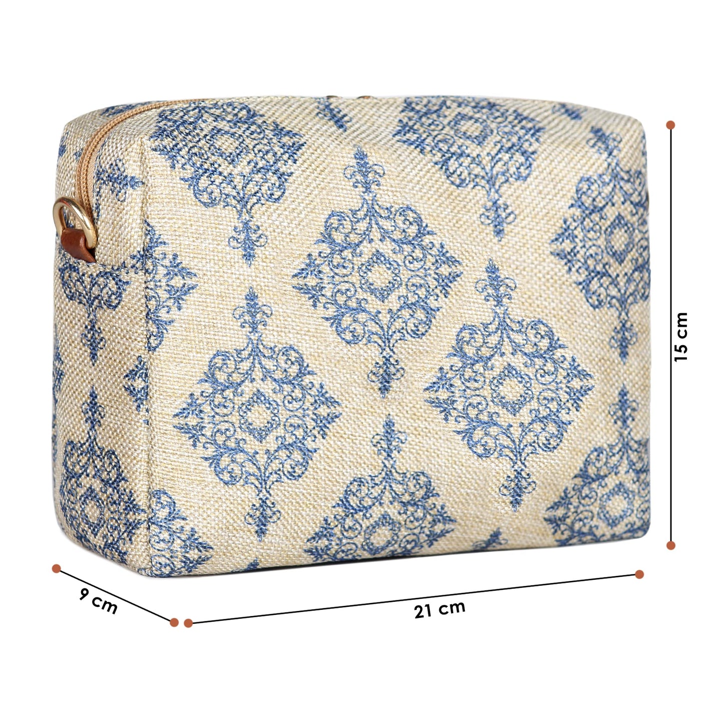 THE CLOWNFISH Isla Printed Handicraft Fabric Crossbody Sling Bag for Women with Adjustable Strap, Off White