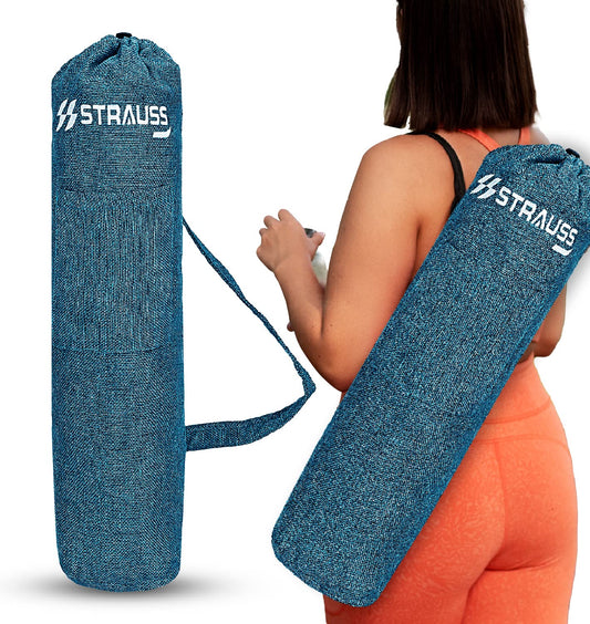 STRAUSS Jute Yoga Mat Bag with Shoulder Strap Green