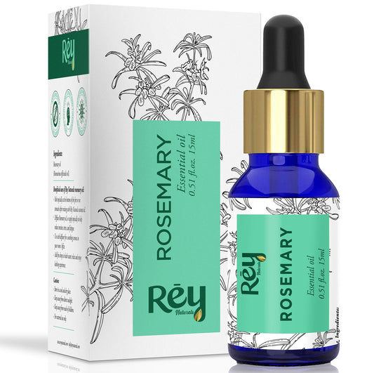 Rey Naturals Rosemary Essential Oil -Hair Growth Therapeutic  100 Natural - For Hair Skin and Body - 15ml