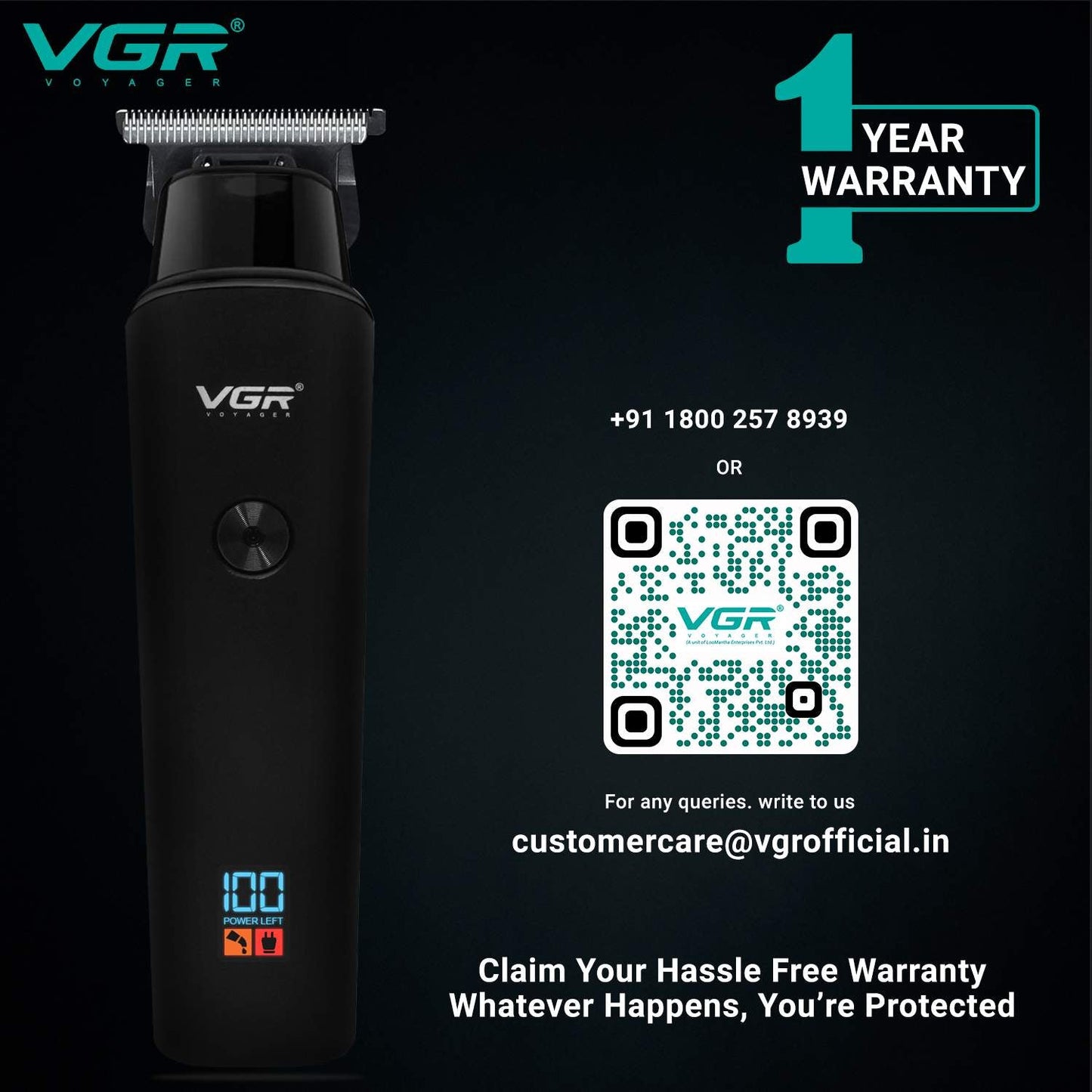 VGR V-937 Hair Trimmer For Men Black