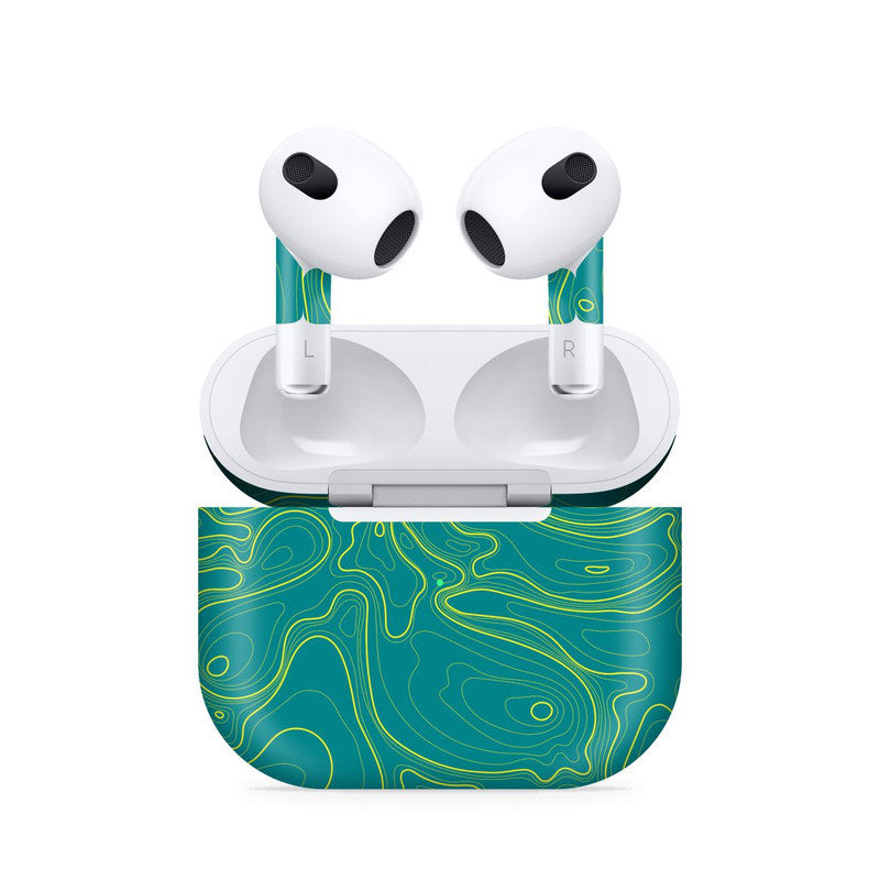 Colourful Topography Green Airpods 3 Skin