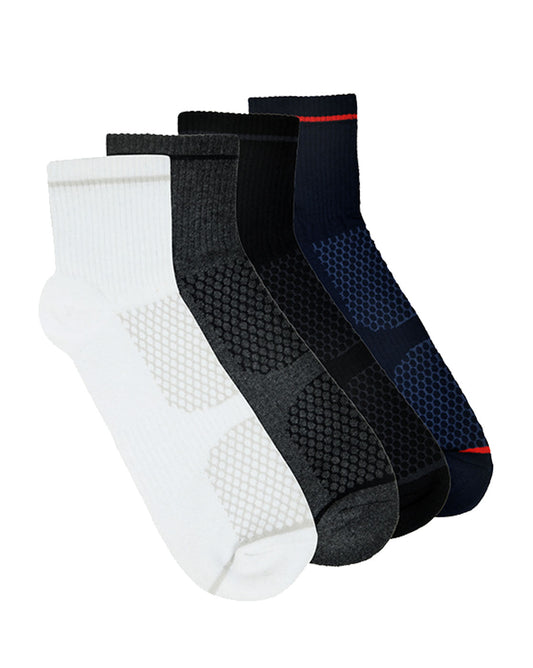 Balenzia Mens Cushioned High Ankle Sports Socks Free size Pack of 4 Pairs1U multi colour TerryTowel Ankle Socks for Men