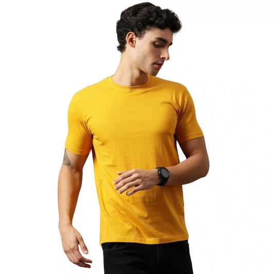 Summer Basic T-Shirt Relaxed Fit 100 Cotton Mustard