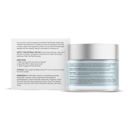 Botanic Hearth Daily Hydration Moisturizer, 100g, with Hyaluronic Acid & Green Tea Extract for Dry Skin, All Skin Types.