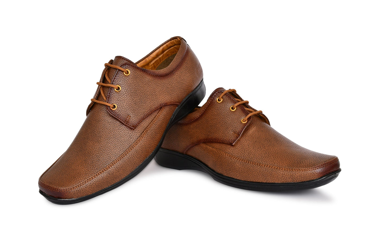 Matte Look Square-toe Derby Formal Shoes for Men  Tan