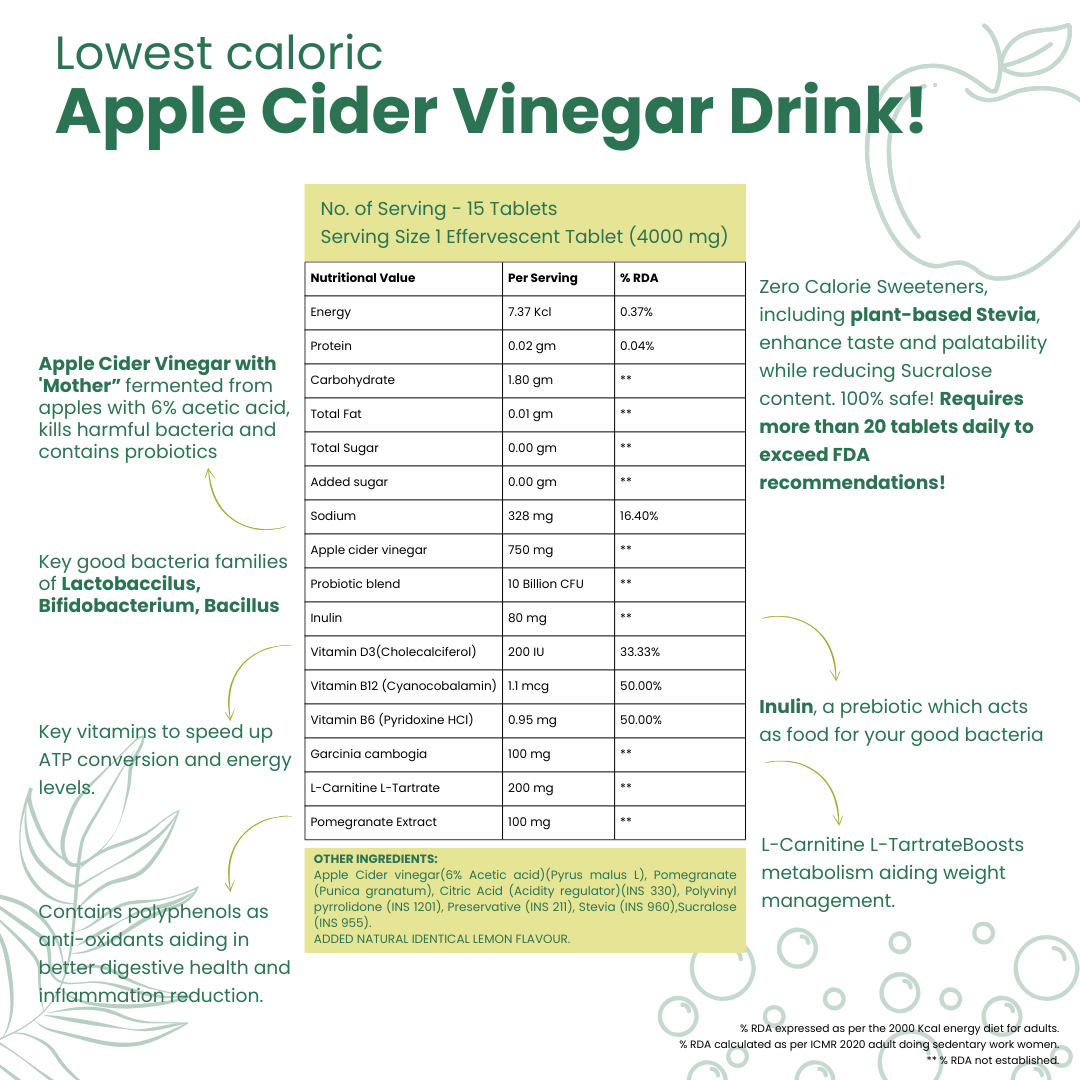 Apple Cider Vinegar with Probiotics  Prebiotics  Green Apple Flavour