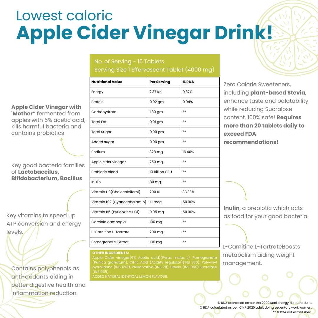 Apple Cider Vinegar with Probiotics  Prebiotics  Lemon Flavour