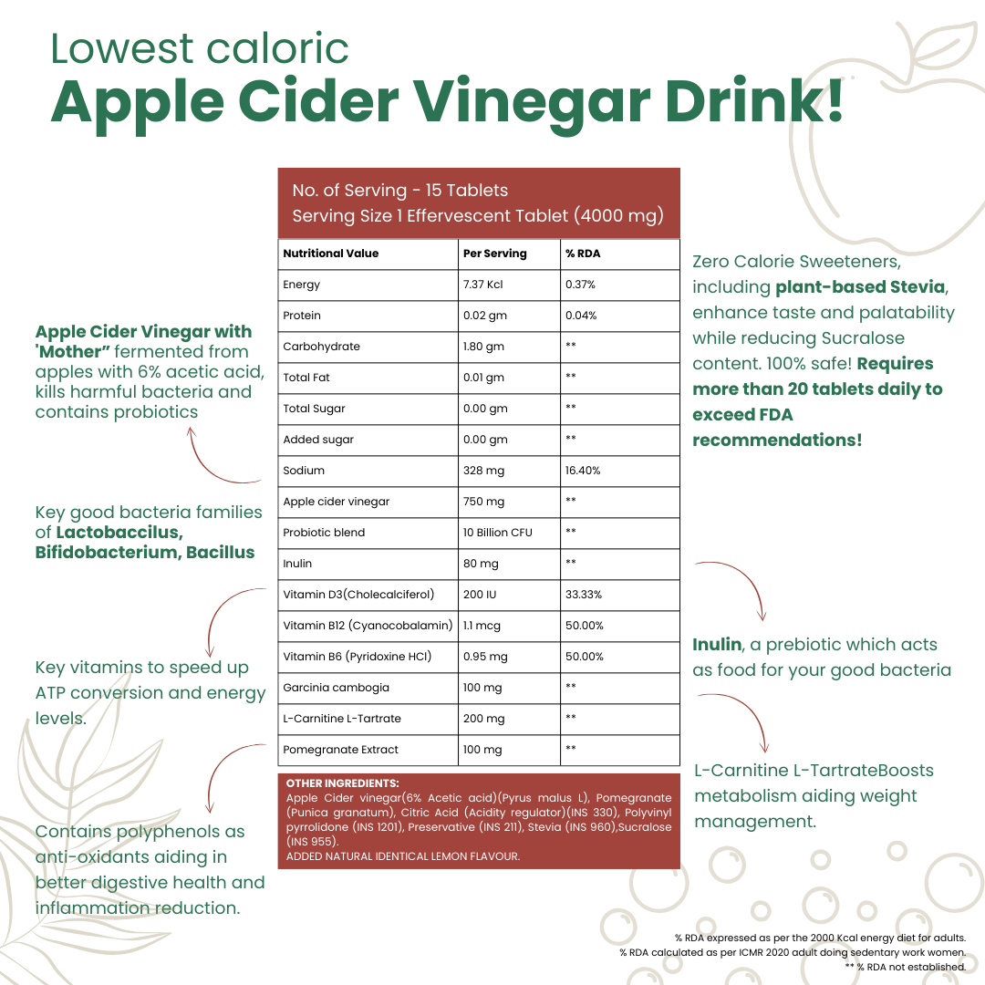 Apple Cider Vinegar with Probiotics  Prebiotics  Apple Flavour