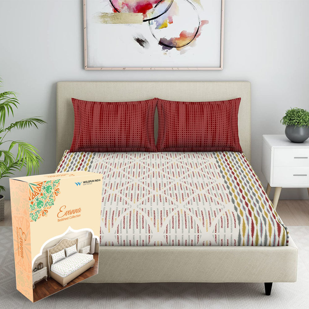 Welspun Evanna Poly Cotton Double Bedsheet