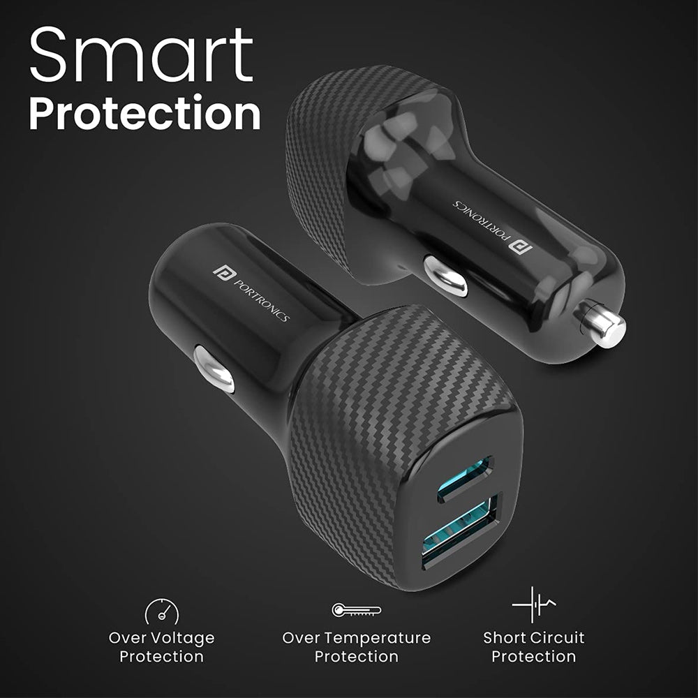 PORTRONICS CAR POWER 6 CAR CHARGER WITH DUAL USB PORT PDQC