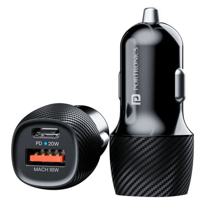 Portronics Car Power 17 Car Charger Adapter with Dual Output