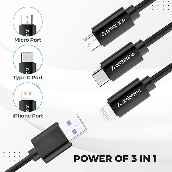 Ambrane 3 in 1 Fast Charging 2.1A  Cable Trio-11