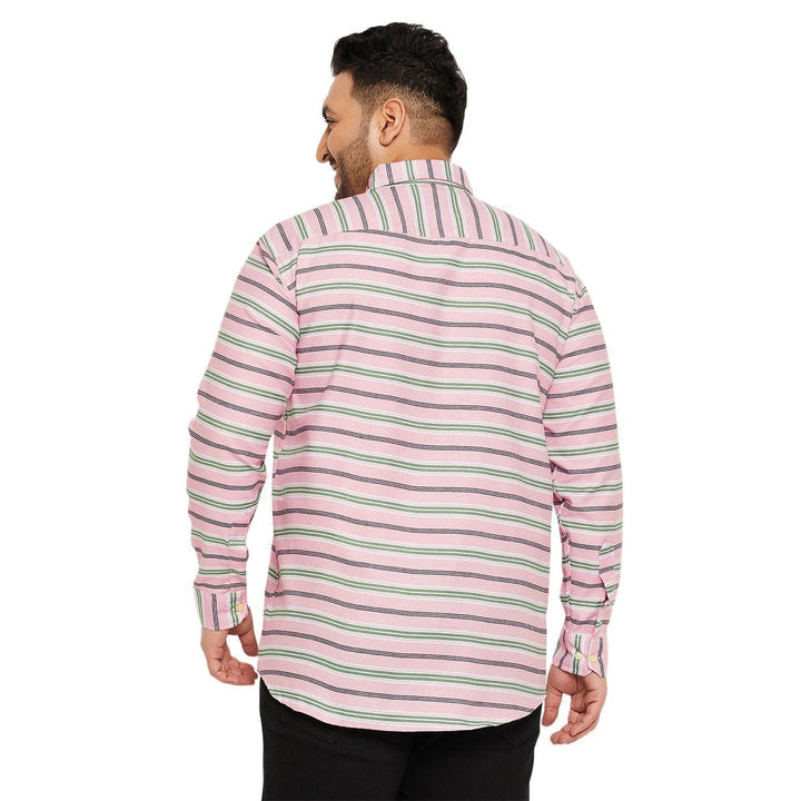 Men Plus Size Angle-Pink Striped Shirt