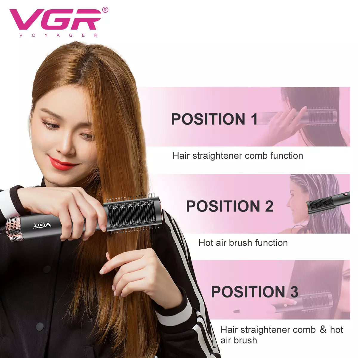 VGR V-490 Hot Air Brush For Women Black