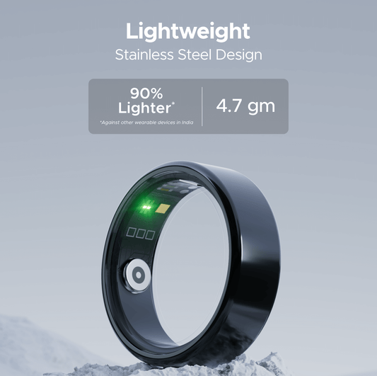 boAt Smart Ring Active  Smart Ring with Stainless Steel Design 90 Lighter Health Monitoring Magnetic Charging Case