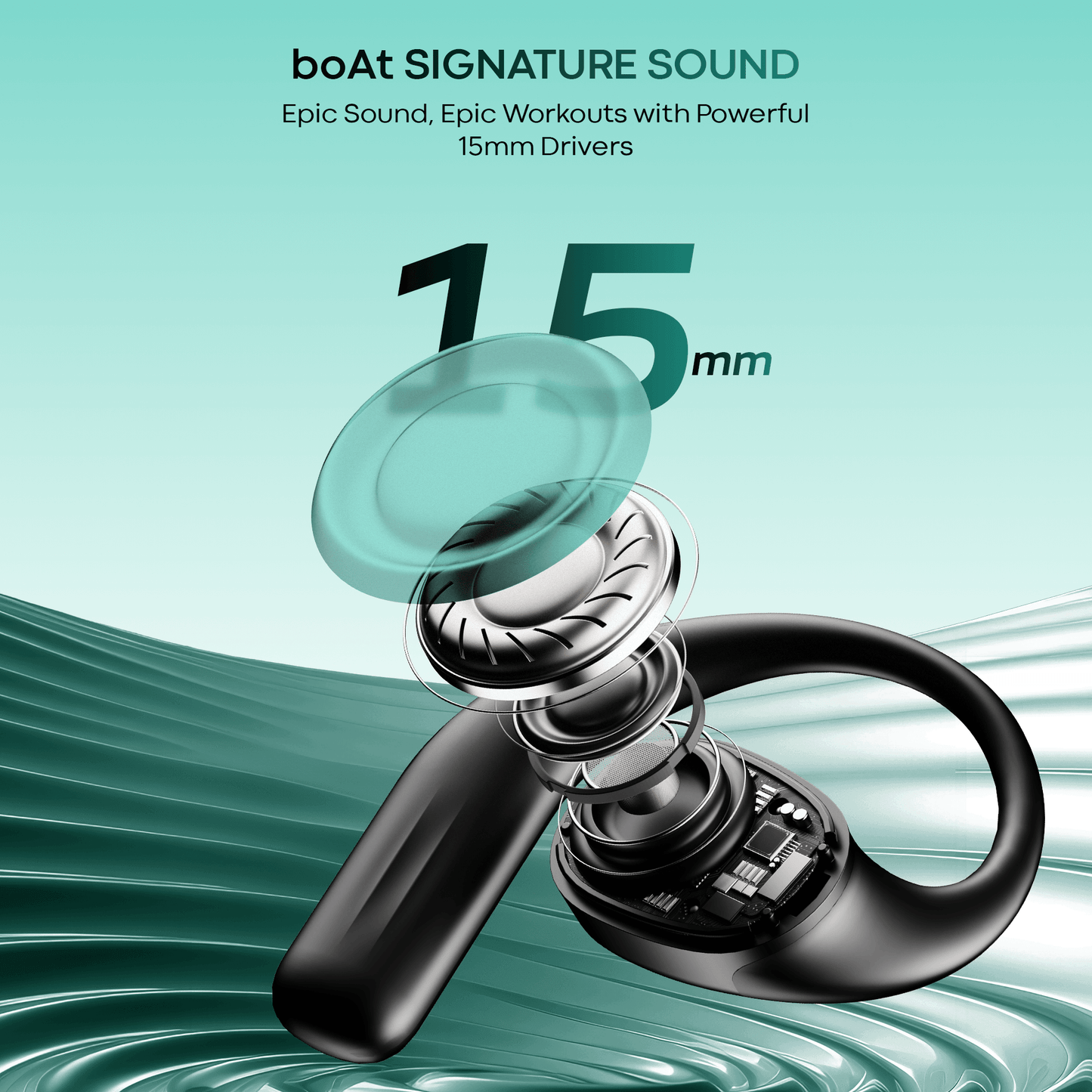 boAt Airdopes ProGear  Wireless Earbuds with 100 Hours Playback Quad Mics with ENx Tech Air Conduction Tech Perfect for Outdoor Sports