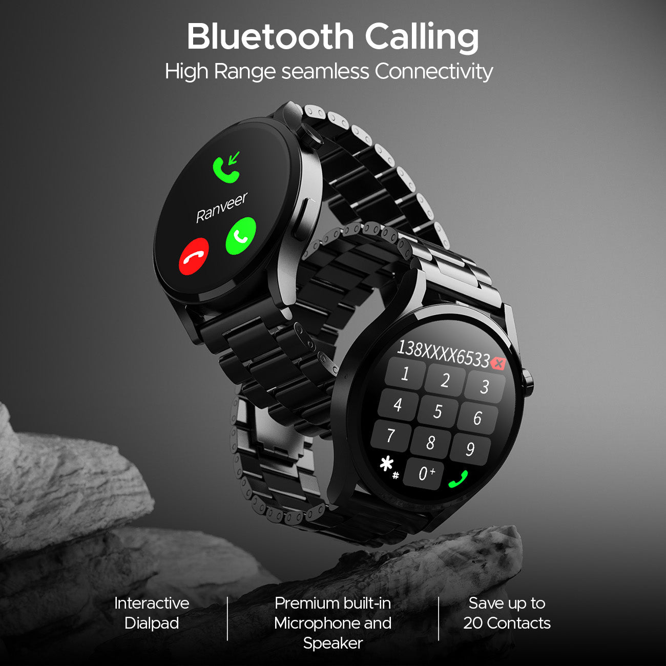 boAt Lunar Embrace  Smartwatch with 1.51 3.83 cms round AMOLED Display Functional Crown 100 Sports Modes IP68 rating