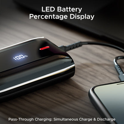 boAt EnergyShroom PB300 Air   10000mAh Powerbank with 2-way 22.5W fast charging LED battery display 12 Layer Smart IC Protection