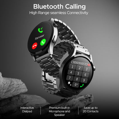 boAt Lunar Embrace  Smartwatch with 1.51 3.83 cms round AMOLED Display Functional Crown 100 Sports Modes IP68 rating