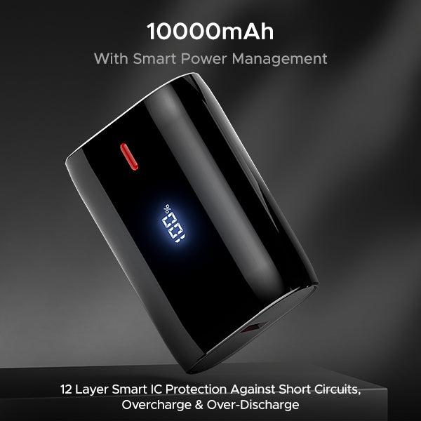 boAt EnergyShroom PB300 Air   10000mAh Powerbank with 2-way 22.5W fast charging LED battery display 12 Layer Smart IC Protection