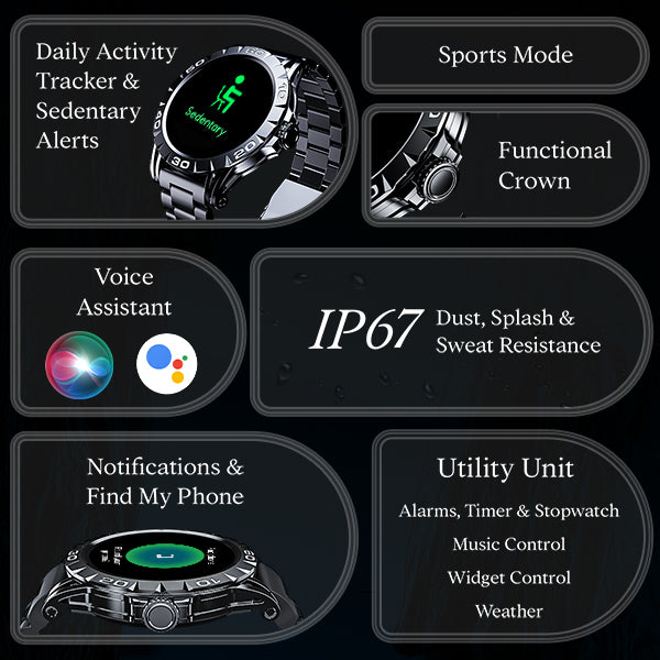 boAt Enigma Z30  Smartwatch with 1.39 TFT Display BT Calling 100 Watch Faces Luxurious Metal Body