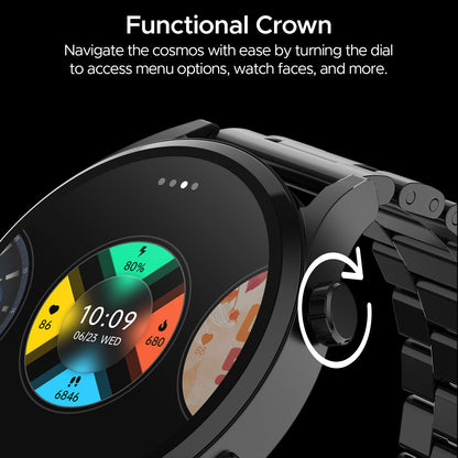 boAt Lunar Embrace  Smartwatch with 1.51 3.83 cms round AMOLED Display Functional Crown 100 Sports Modes IP68 rating