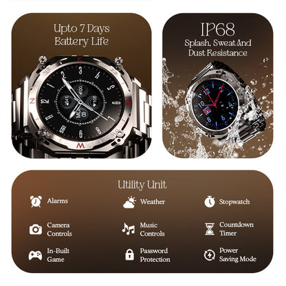 boAt Enigma X500  Smartwatch with 1.43 3.63 cm AMOLED Round Display BT Calling 100 Watch Faces 100 Sports Modes