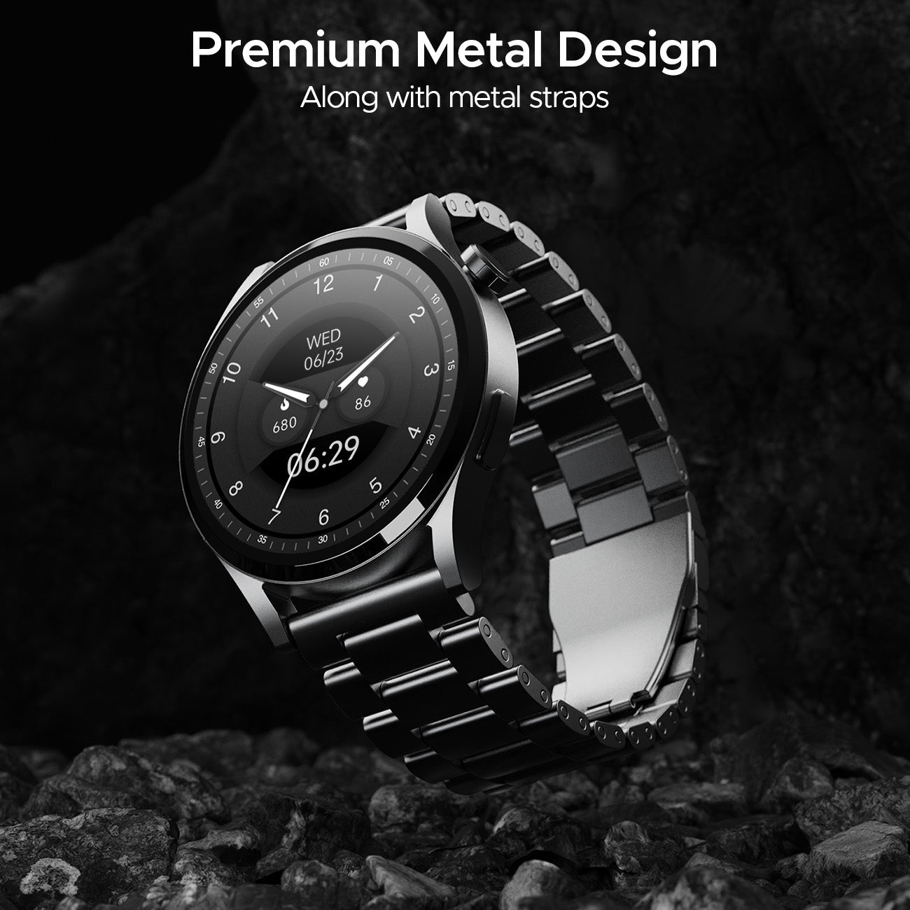 boAt Lunar Embrace  Smartwatch with 1.51 3.83 cms round AMOLED Display Functional Crown 100 Sports Modes IP68 rating