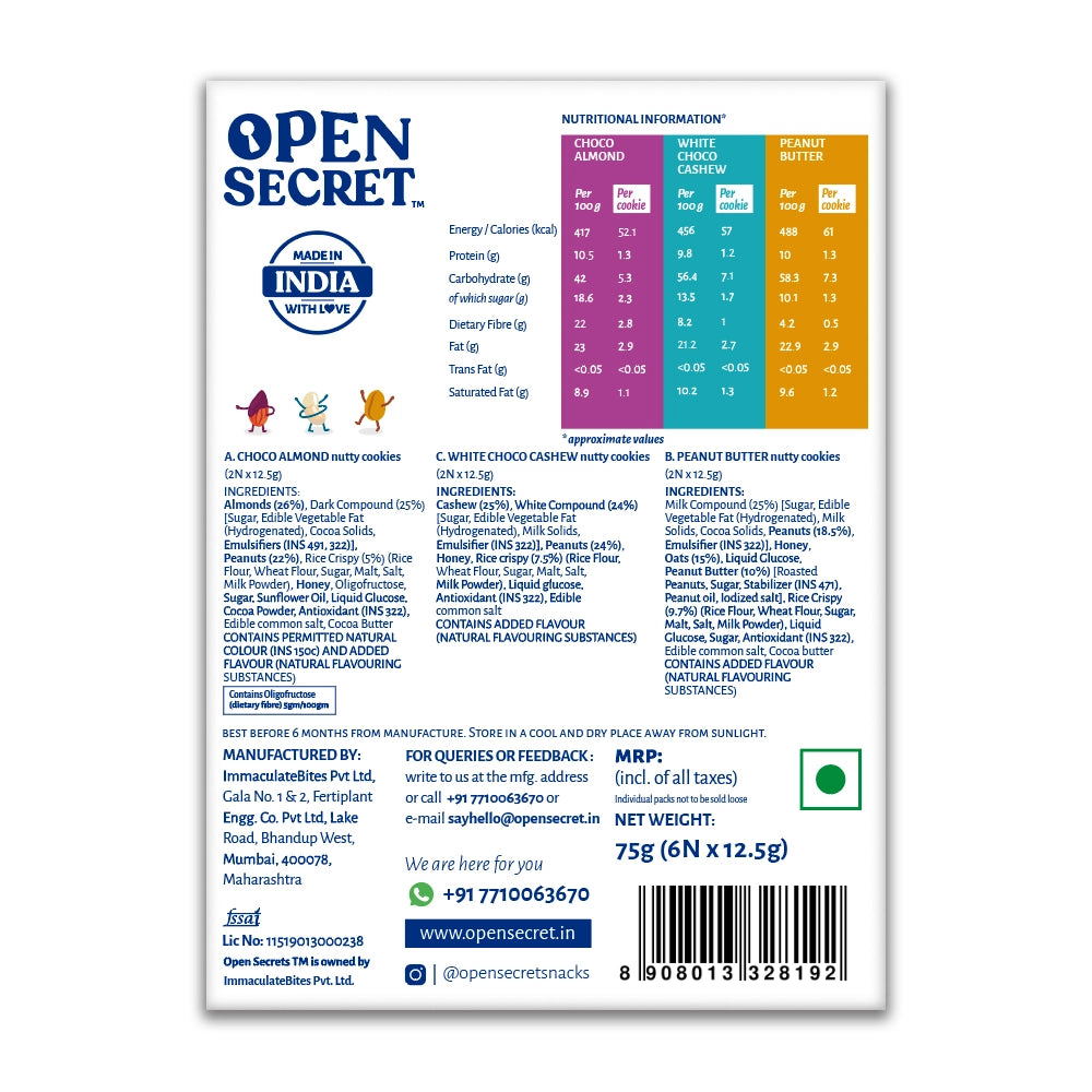 Open Secret Assorted Nutty Cookies- Pack of 30