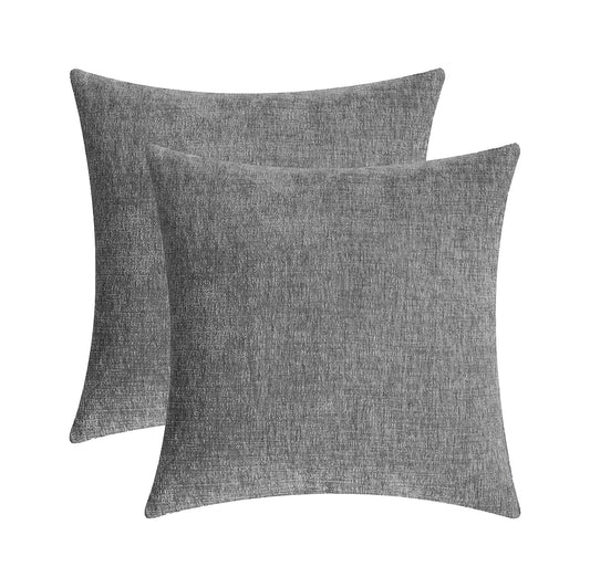 Couch sofa covers Chenille couch cushion covers  16x16 Inch40x40 Cms decorative pillow covers Knife Edge with Invisible Zipper sectional couch covers Pack of 2 Grey by Lushomes