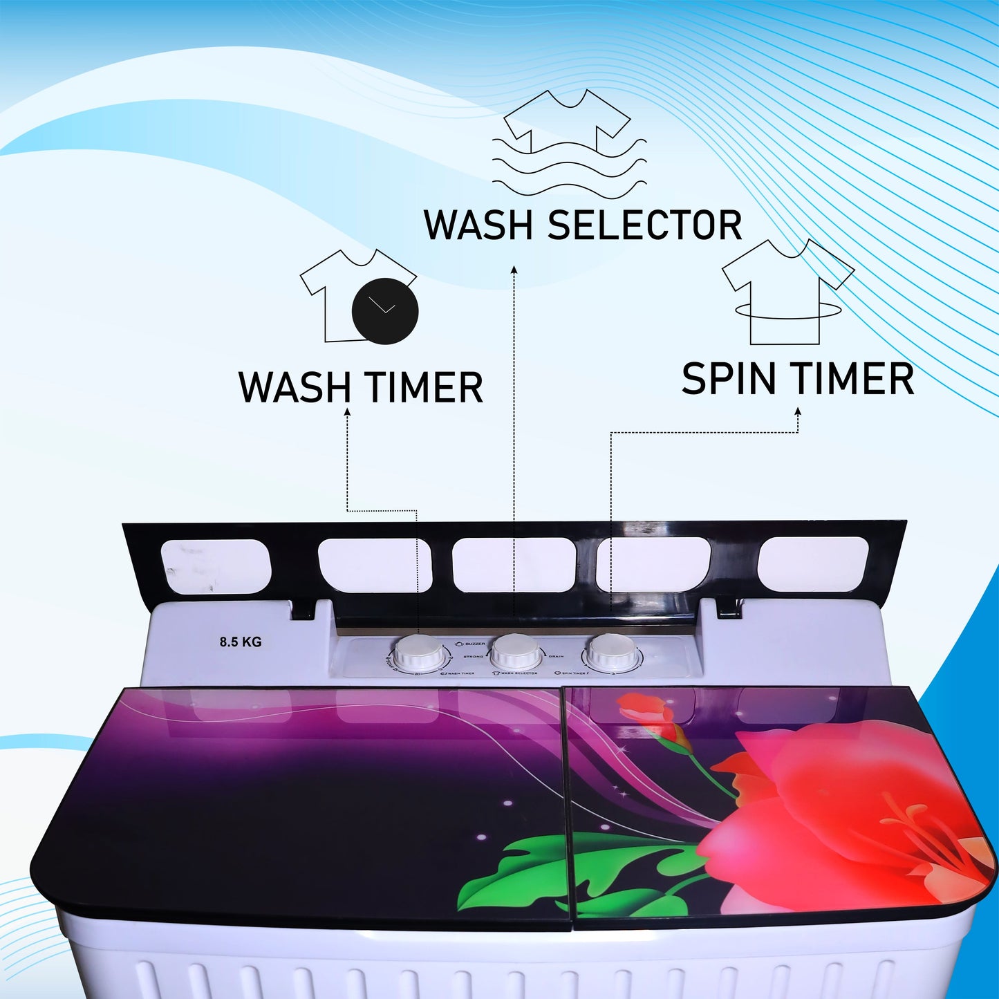 Foxsky 8.6 kg Semi-Automatic Top Load Washing Machine With Magic Filter Aqua Wash MAROON