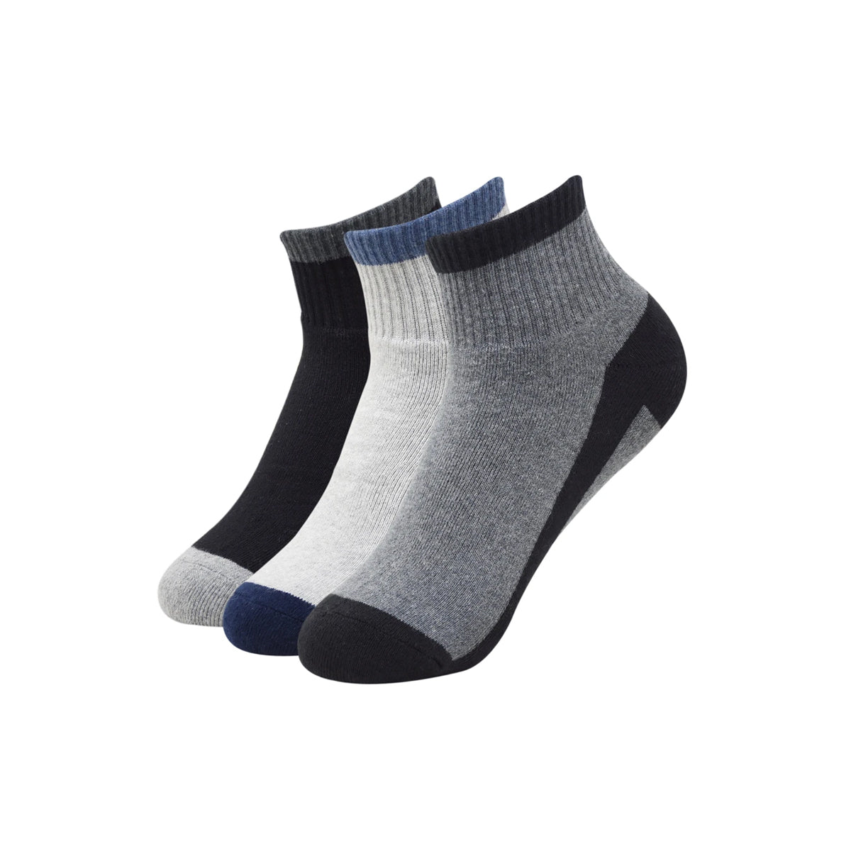 Balenzia Men Cushioned High Ankle socks - Dark Grey Light GreyBlack -Pack of 3 Pairs1U- Sports Socks