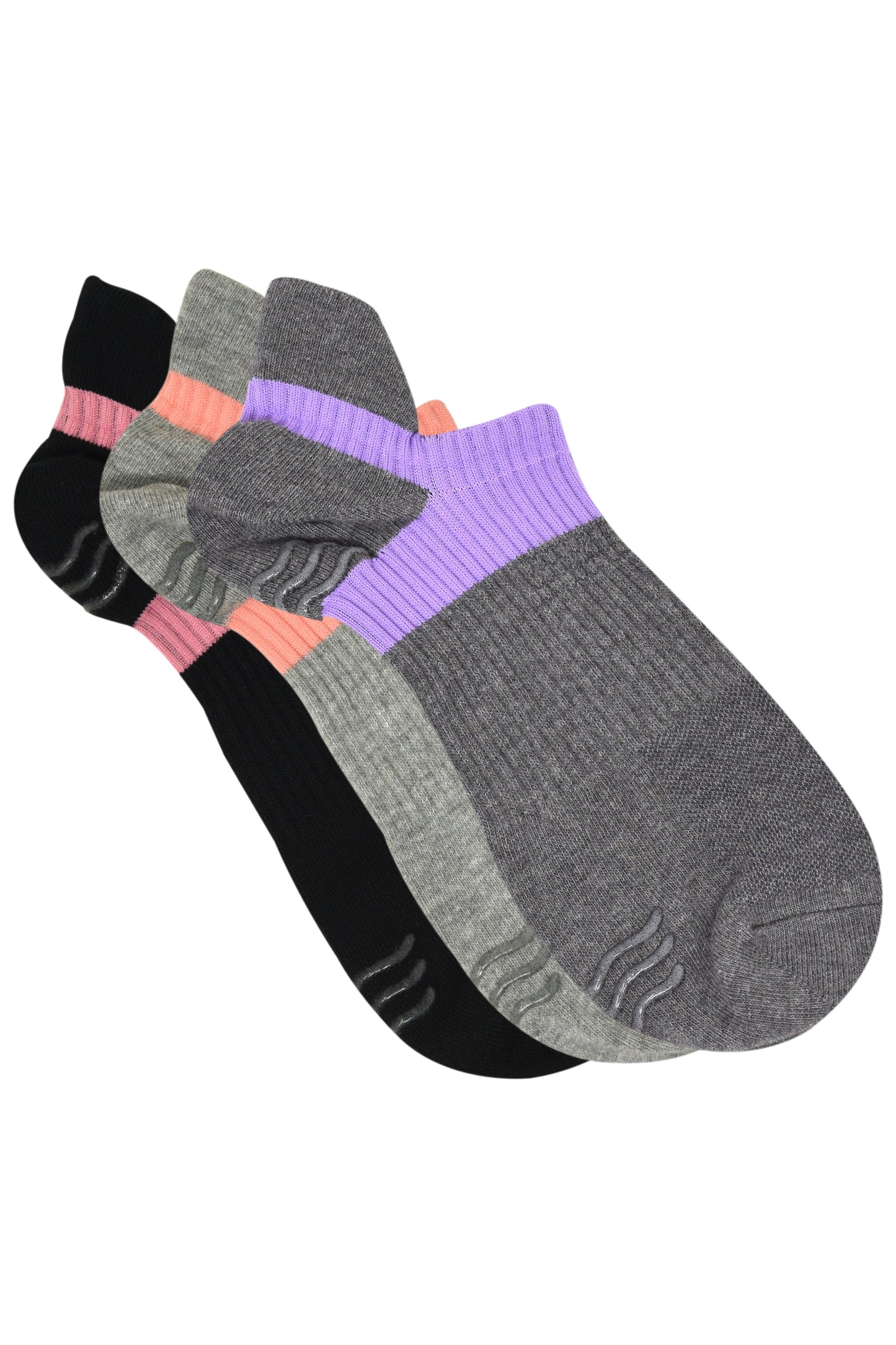 Balenzia Womens low cut anti-skid gym socks with mesh knit- Black Light Grey Dark Grey-Pack of 3 Pairs1U