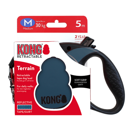 Kong Terrain Retractable Leash for Dogs and Cats Blue