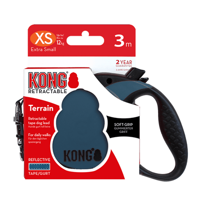 Kong Terrain Retractable Leash for Dogs and Cats Blue