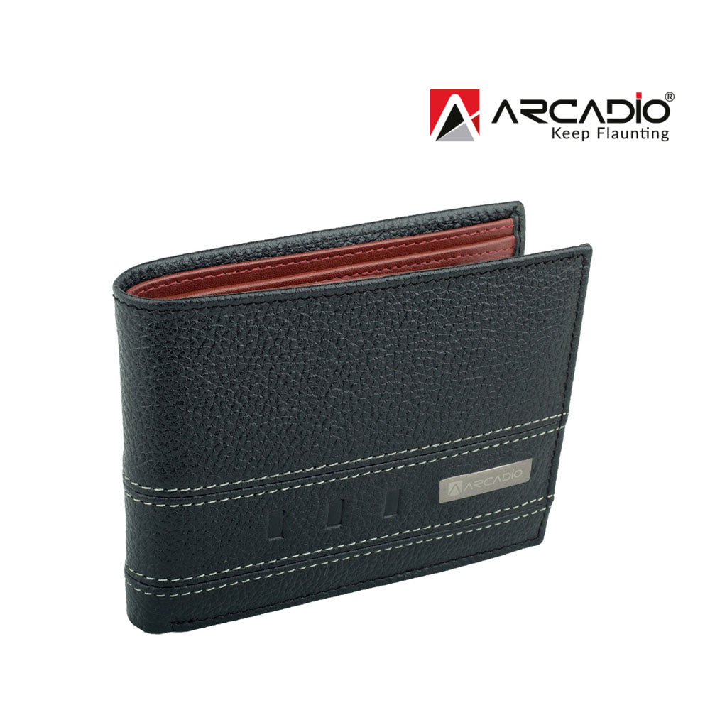 ARCADIO ARW1010BK TWOGETHER BIFOLD DUAL TONED LEATHER WALLET