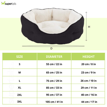 Fluffys Pawsome Round Washable Bed for Dogs and Cats Black