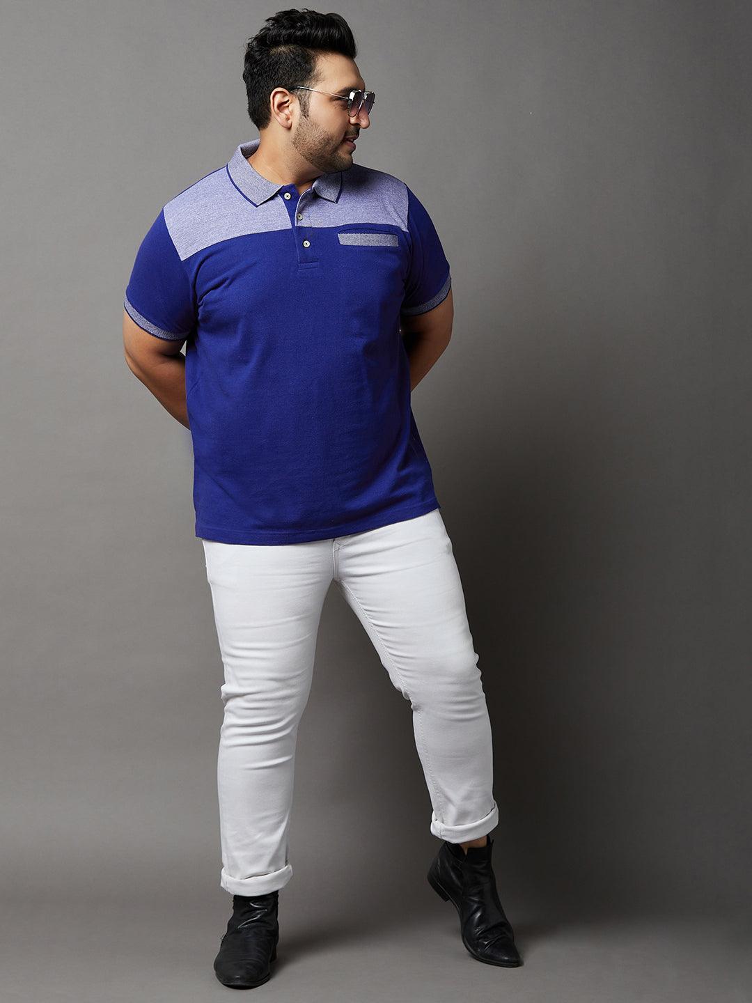 Men Plus Size Blaze Colorblock Polo Tshirt