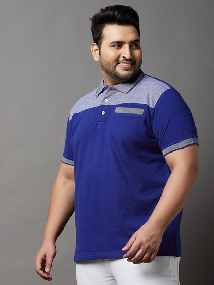 Men Plus Size Blaze Colorblock Polo Tshirt