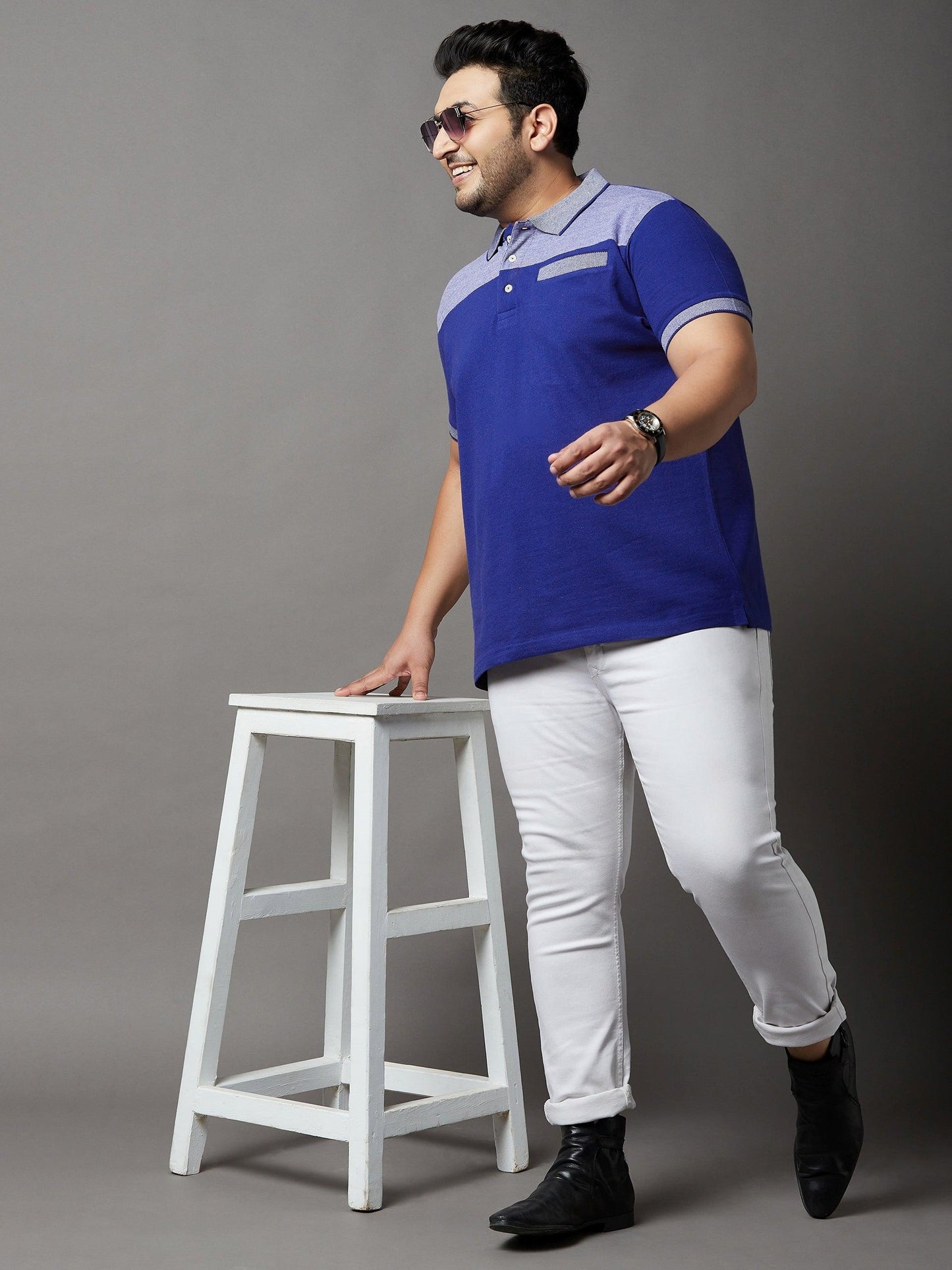 Men Plus Size Blaze Colorblock Polo Tshirt