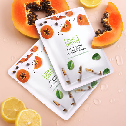 Brightening Sheet Mask with Vitamin C  Papaya Pack of 2  From the makers of Parachute Advansed  30ml